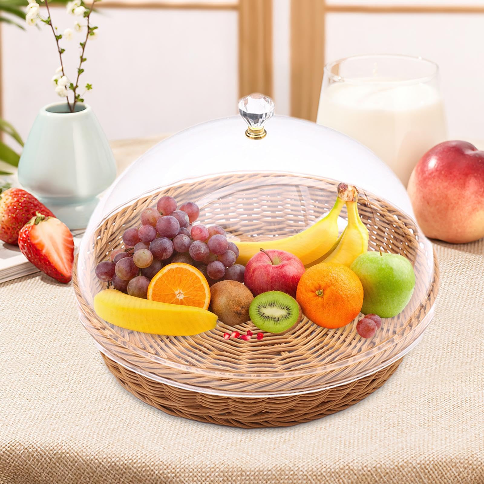 Cestino per il pane in finto rattan, cestino per servire cibo, per picnic