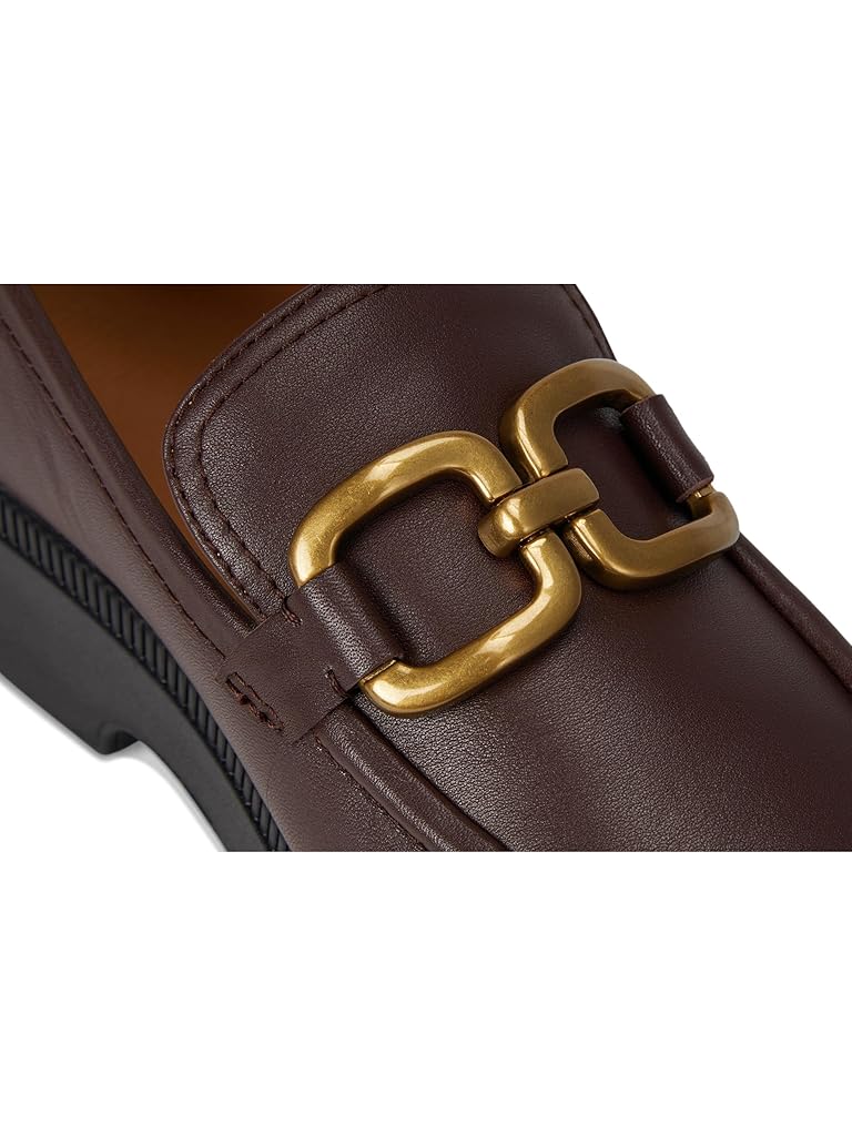 Brown FitFlop F-Luma Square-Chain Leather Loafers