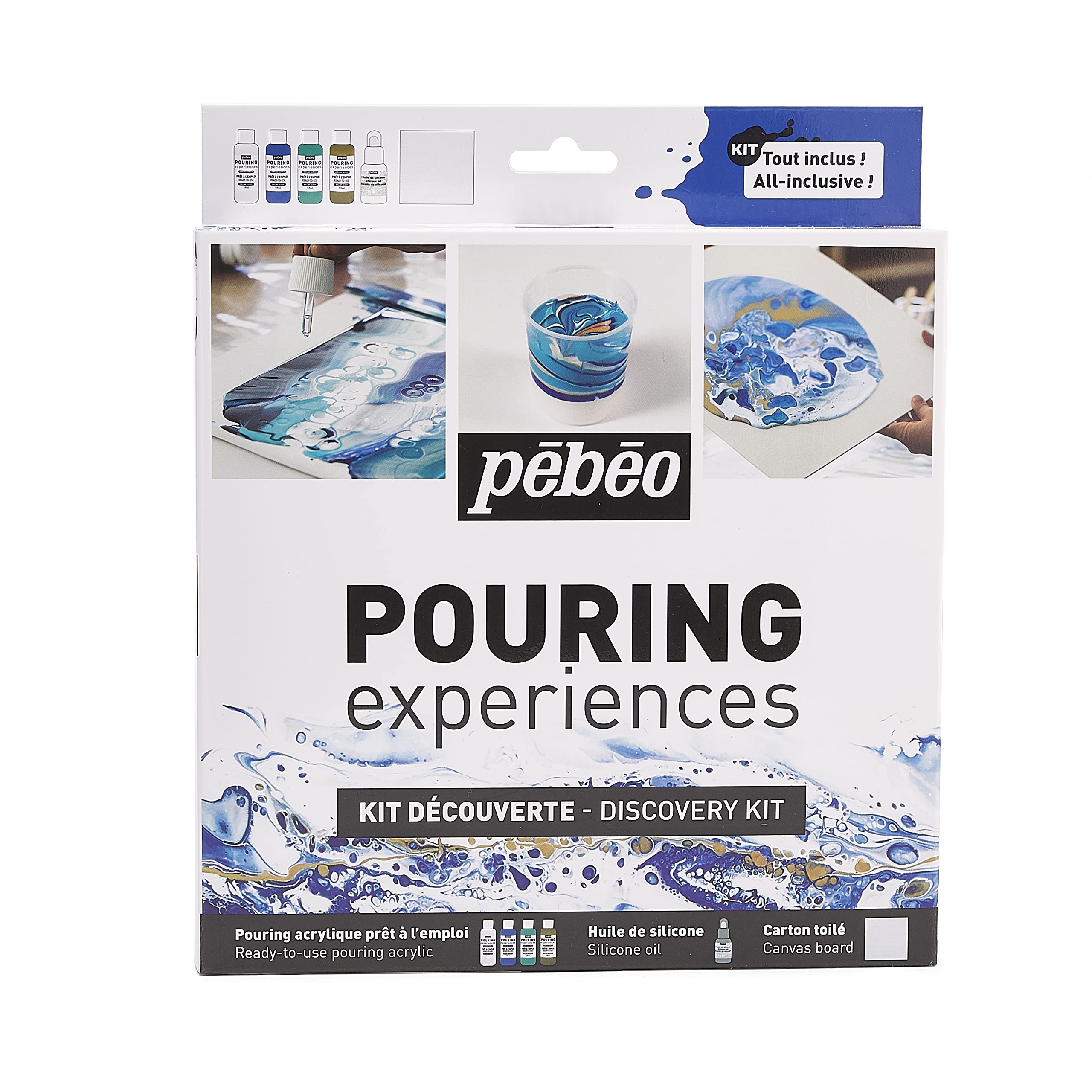 Pebeo, 4 x 59ml, 1 x 50ml, Various Pouring Medium, 5 Piece Set, Discovery Kit 5 Count