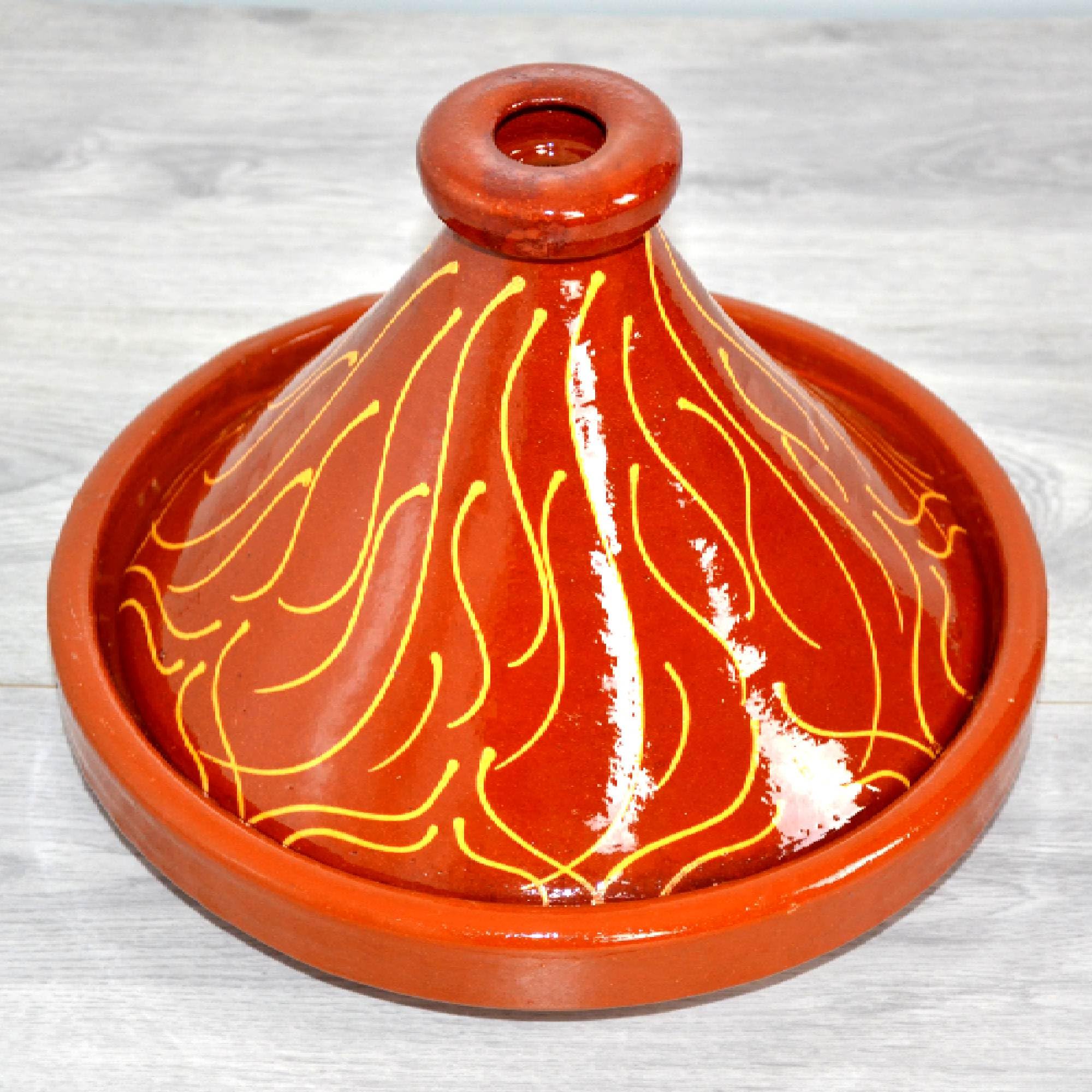 Marokkanische Tajine, Kochtopf, Gartopf, Schmortopf aus Marokko Glasiert, für 4-5 Personen, Original Tontopf handgetöpfert aus Marrakesch
