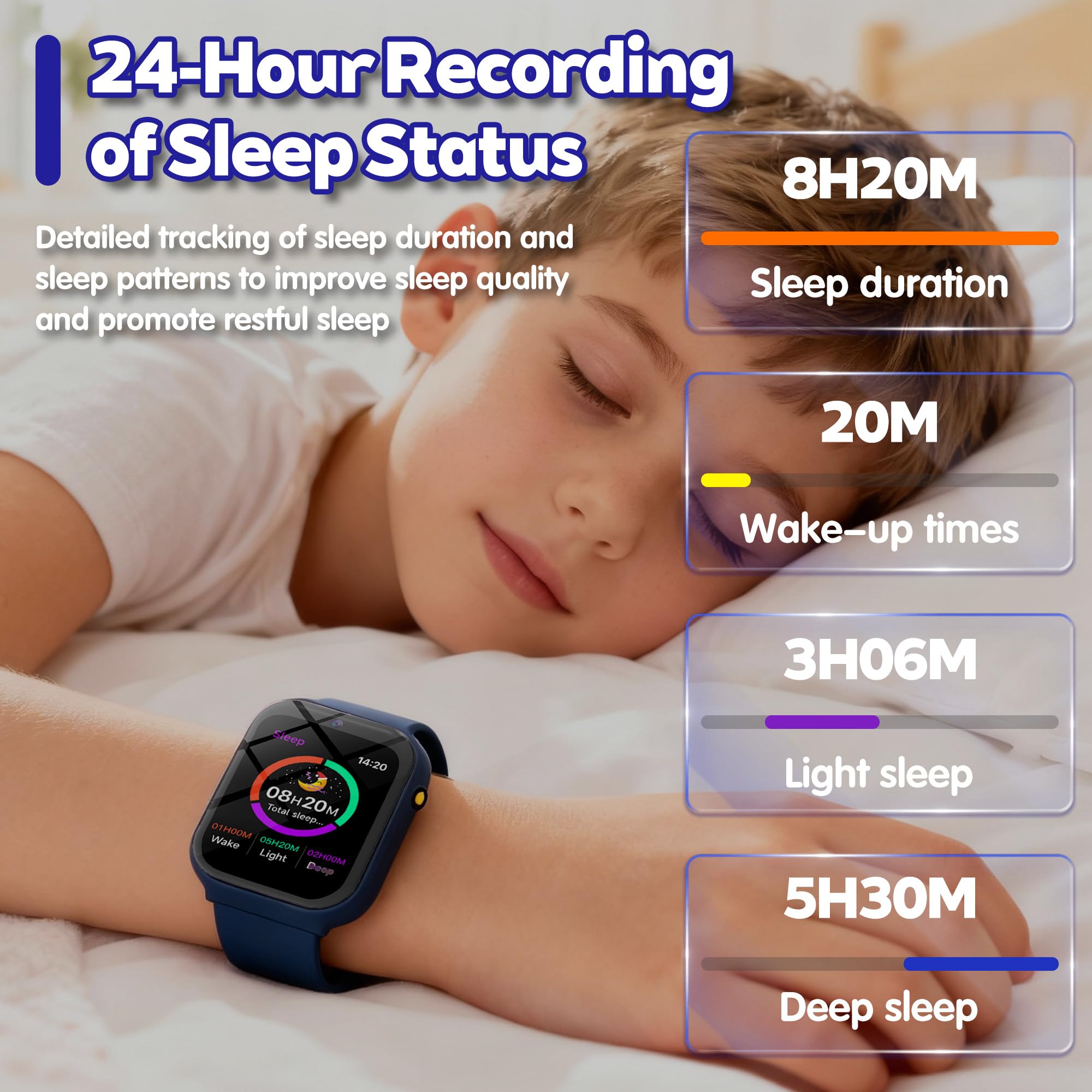 Reloj Inteligente Niño Pulsera Actividad, IP68 1.8" HD Smartwatch Niño y Niña 3-15 Años, Podómetro, Monitor de Sueño, Cámara, Modos Deportivos, Alarmas, 18 Juegos, Linterna, Fondo DIY, Regalo Infantil