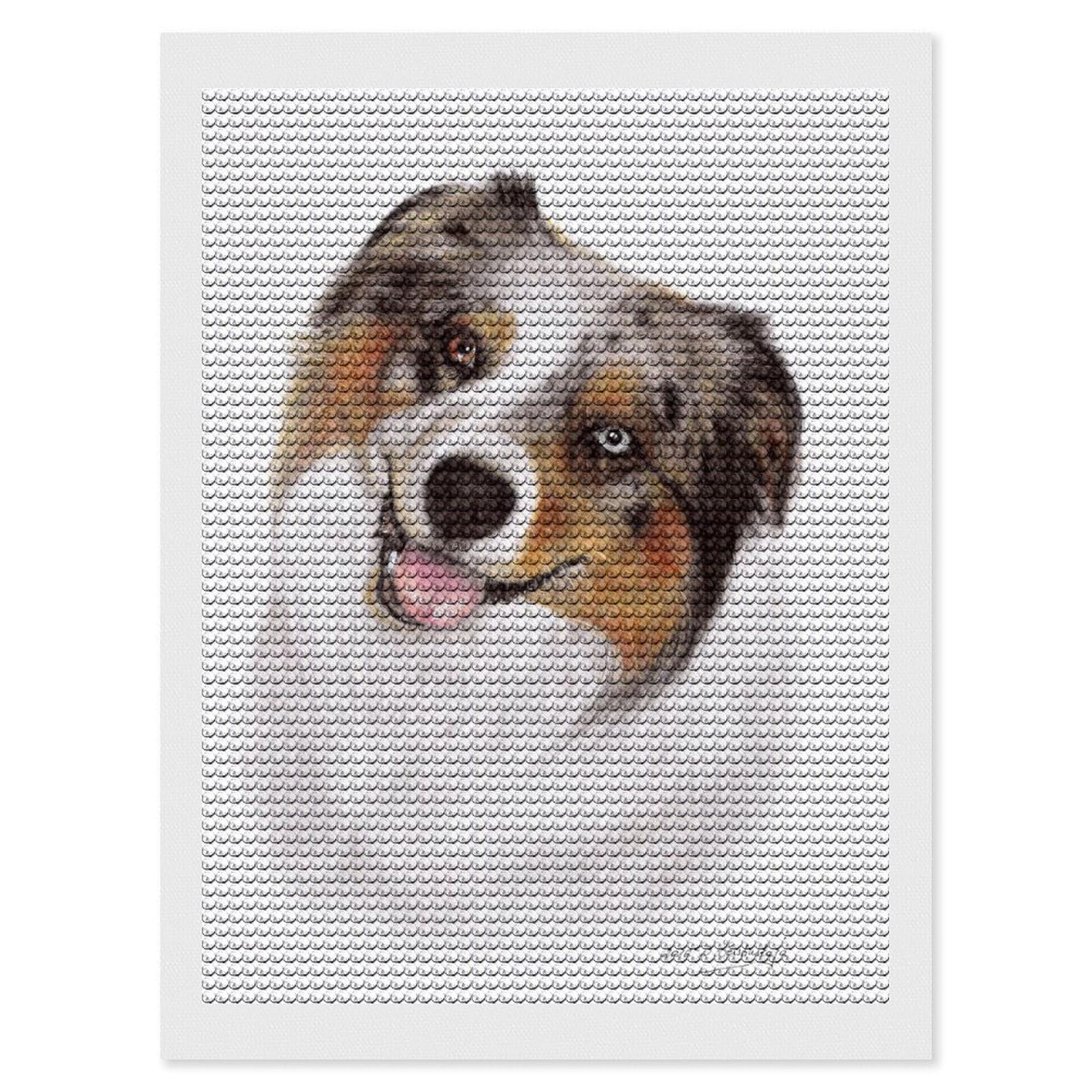 Junmoney Australian Shepherd Diamond Art Kit 12"x16", Modern Decor, Farmhouse Decor, Home Wall Art, Festive Craft Gift, Handmade Wall Decor
