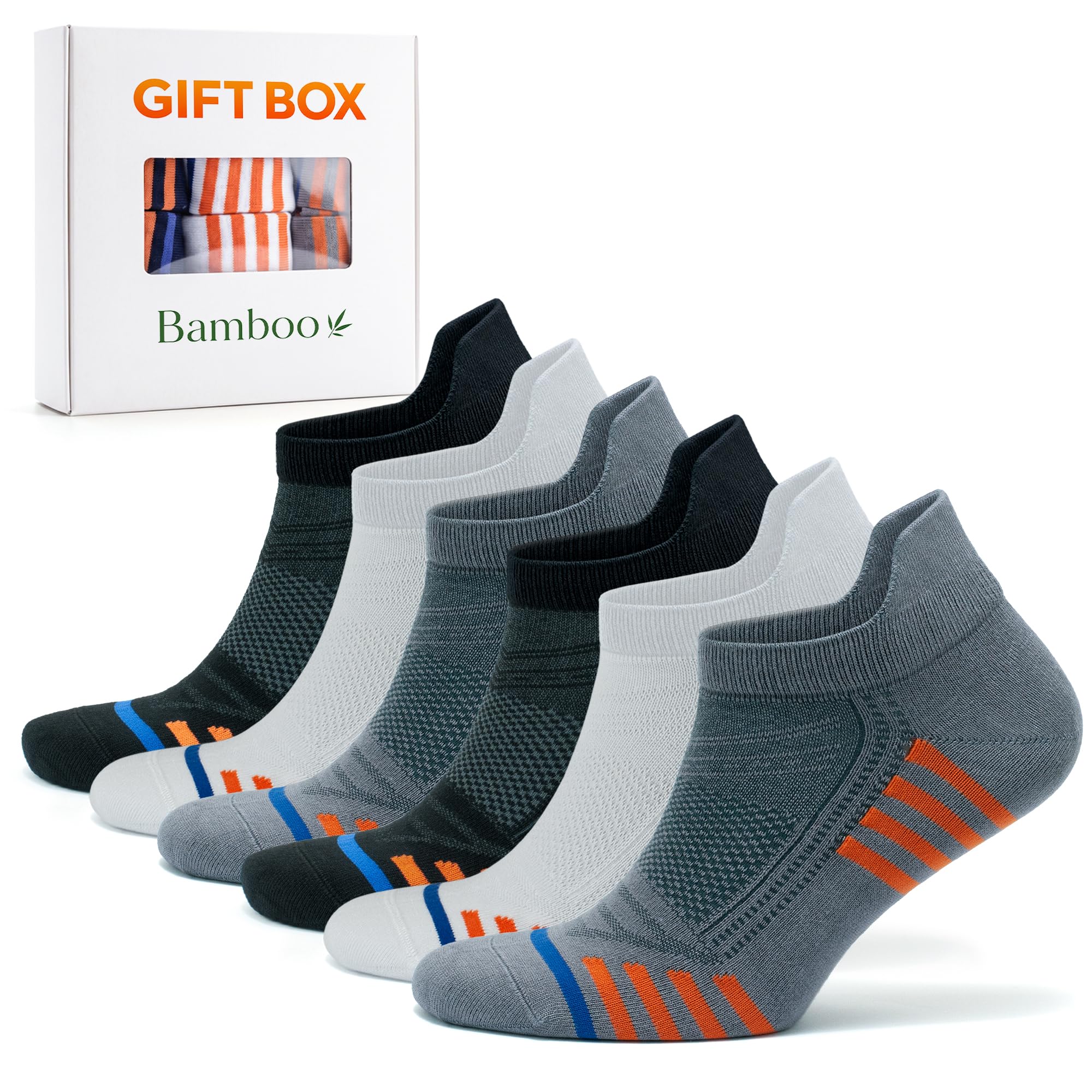 GoWith 6 Pairs Men’s Bamboo Trainer Socks, Sneaker Ankle Socks, Lightweight Breathable Moisture Wicking, Soft Sports Socks, 6-11