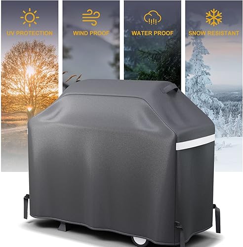 Miniatura 7 de Hisencn Cubierta para parrilla de barbacoa de 55 pulgadas, resistente al agua, para parrilla de gas de 3 a 4 quemadores, para Weber, Charbroil,