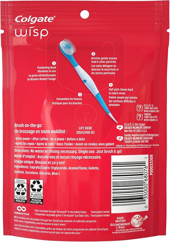 Colgate Wisp Portable Mini-Brush Max Fresh, Peppermint, 2 Pack (24 Count)