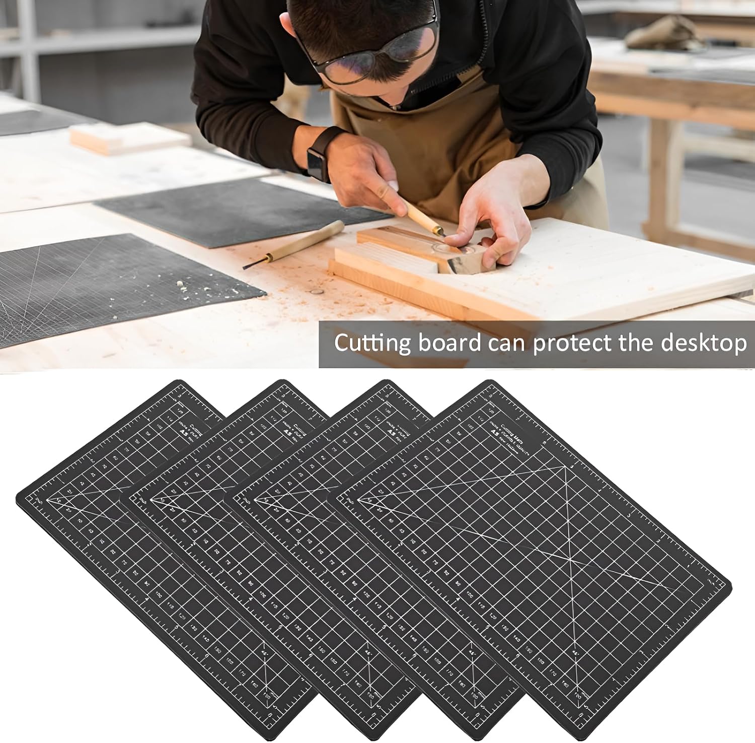 A5 Self Cutting Mat, Black, 8.7 x 5.9 in, 4 Pack