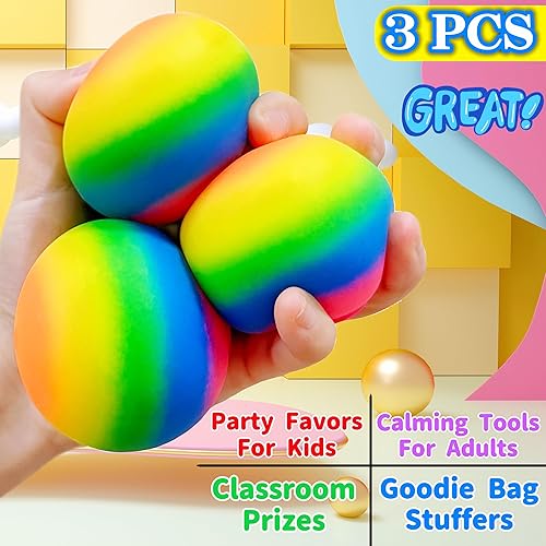 Miniatura 9 de 4 bolas de estrés que brillan en la oscuridad para niños, adolescentes y adultos, bolas adhesivas de 2.4 pulgadas, juguetes blandos para recuerdos