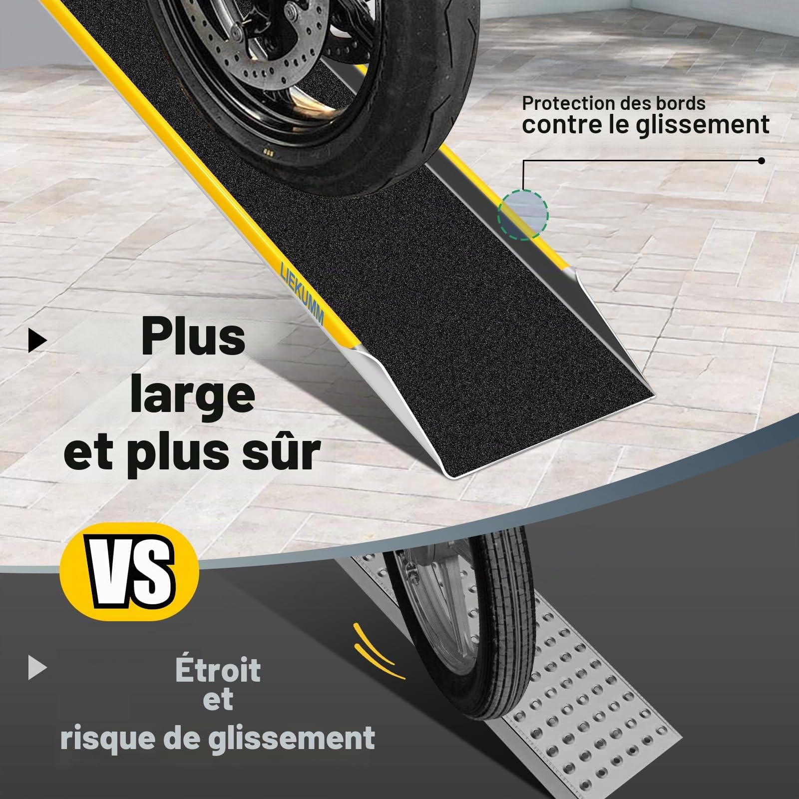 LIEKUMM Lot de 2 rampes d'accès - Charge maximale : 600 kg - 120 x 28 cm - En aluminium - Pour remorque, moto, quad, voiture, vélo