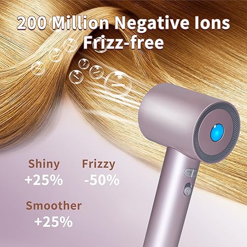 Miniatura 3 de Secador de pelo de alta velocidad 200 millones de secador de pelo iónico negativo 160,000 rpm, motor sin escobillas, potente 1500 W, secado rápido,