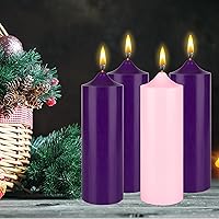 Vista 6 de Mega Candles Juego de 4 velas de Adviento de Navidad sin perfume, vertidas a mano de cera de alta calidad, velas de pilar redondas de 3 x 9