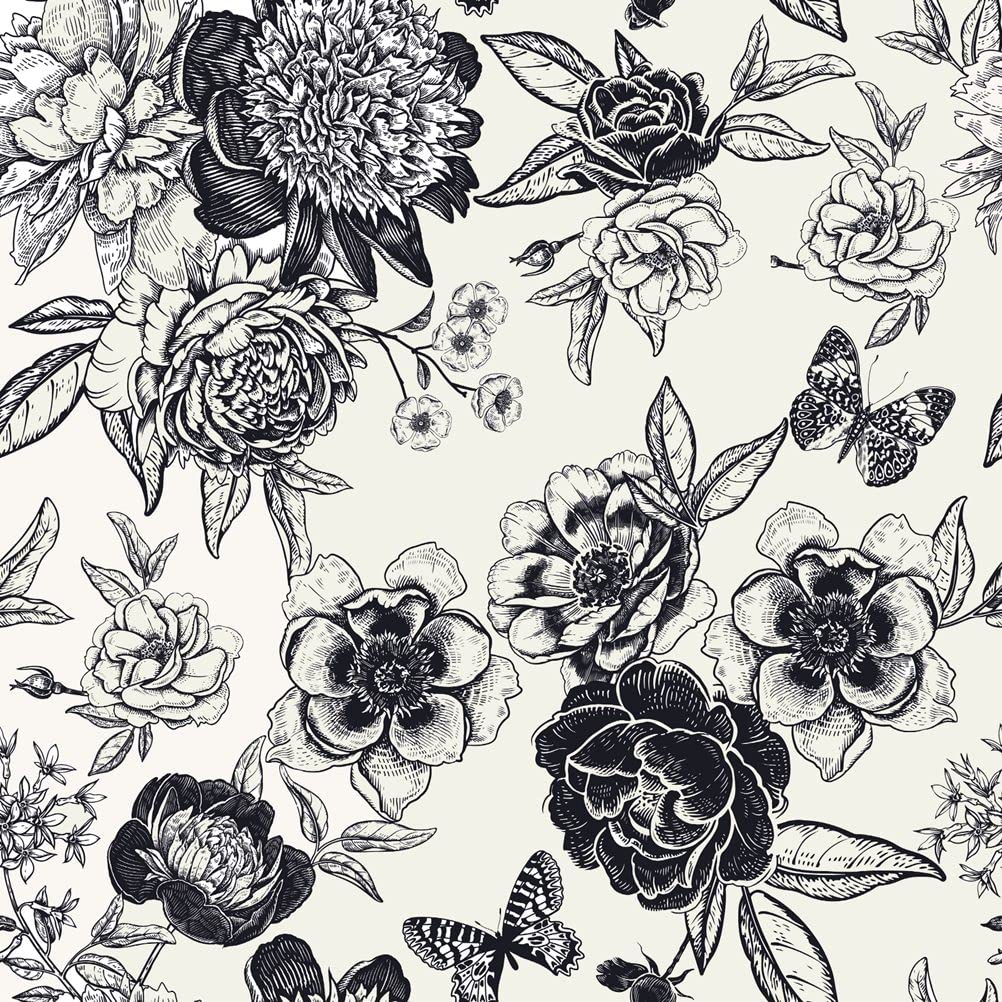 Black And White Vintage Roses Wallpaper