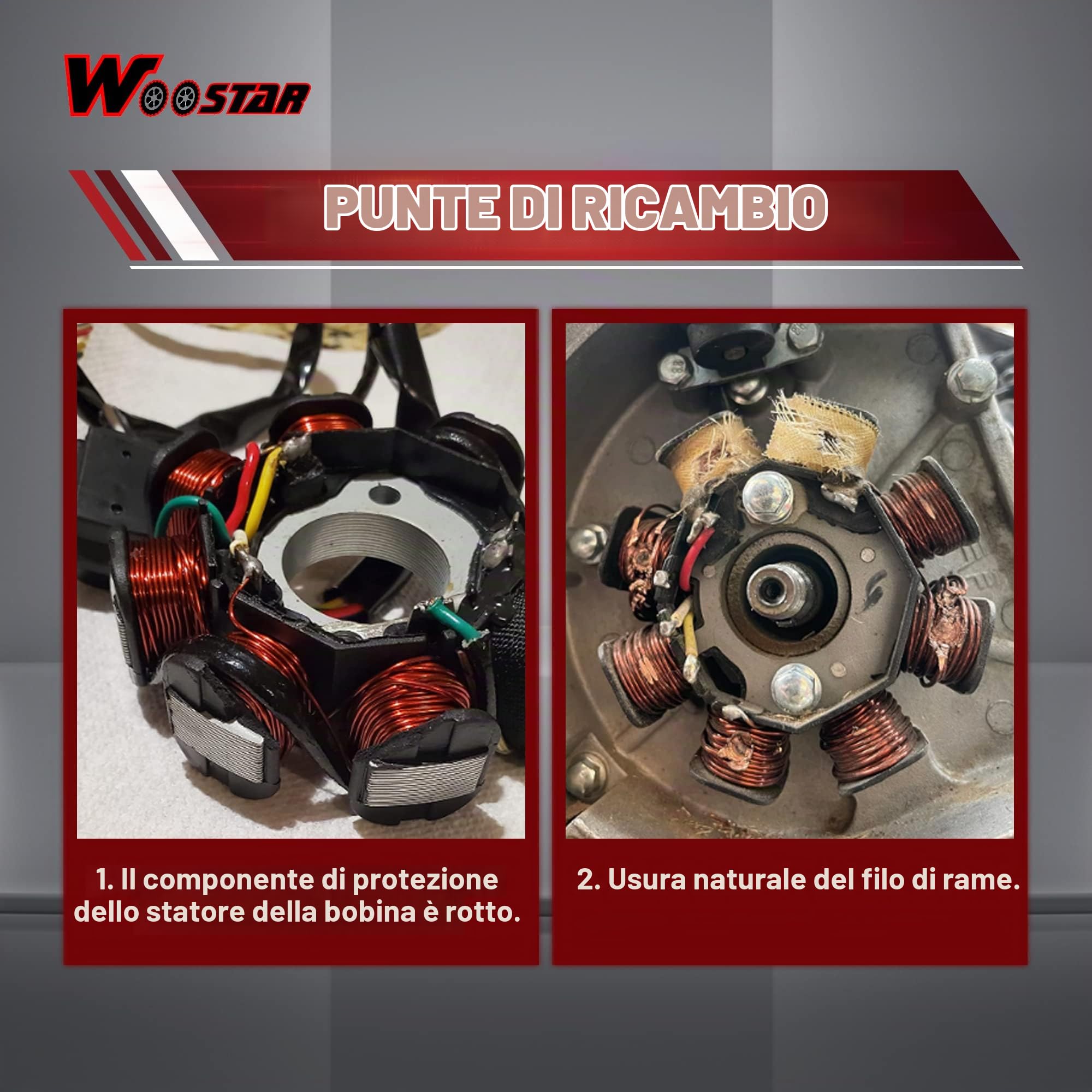 WOOSTAR Magneto Statore 8 Bobina 5 Fili Sostituzione per 4 Tempi 125cc 150cc Cinese ATV GY6 152QMI Motore Taotao Crossfire Scooter