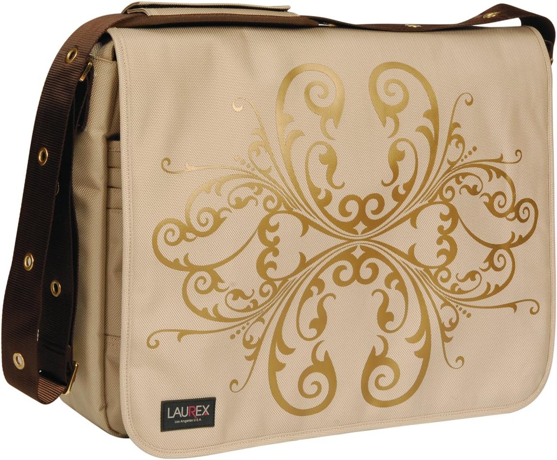 Laurex Large Laptop Messenger Bag - Beige Bloom. Beige. One Size.