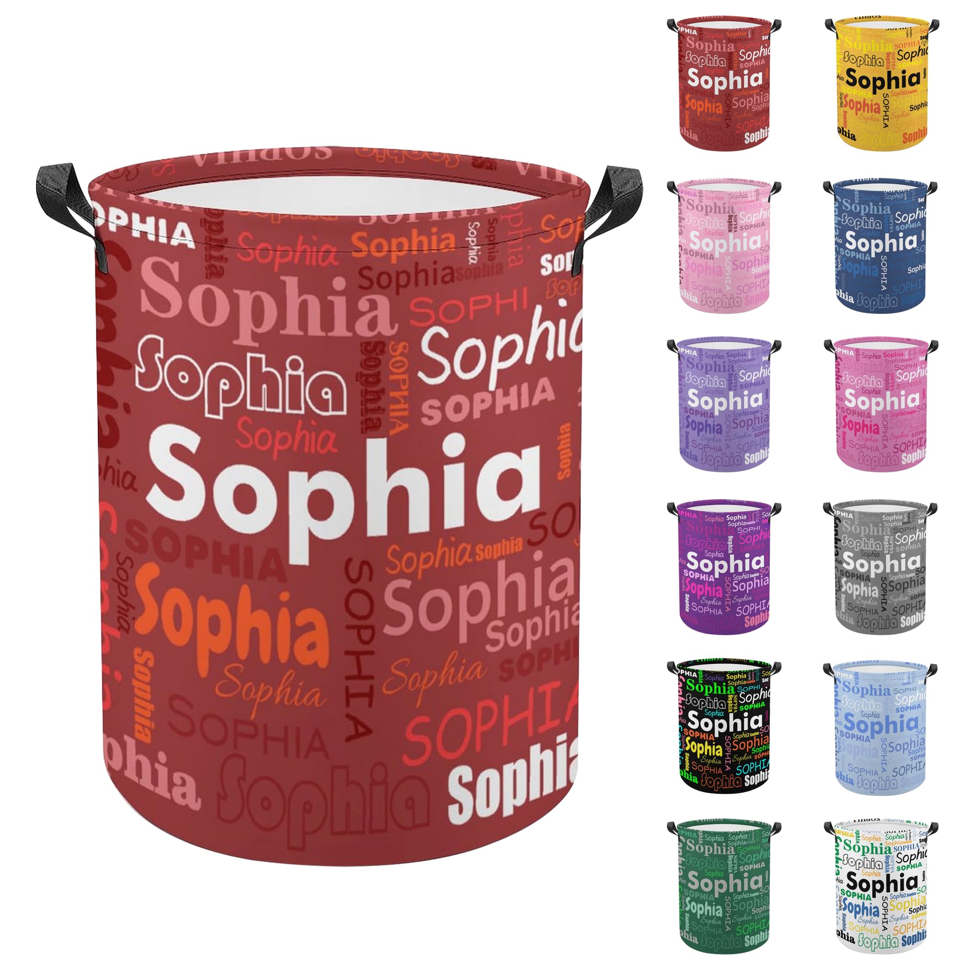 Personalised Name Laundry Hamper, Custom Laundry Basket with Name for Boys Girls Kids Women Men, Customized Dirty Clothes Hamper Storage Basket for Bathroom Bedrooms Gifts for Baby Boys Girls