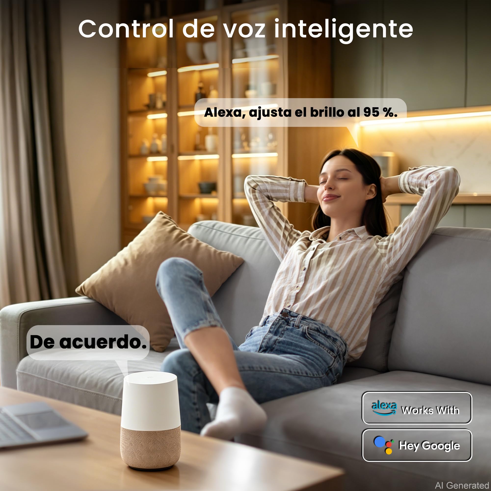 24V 20M Tira LED COB Regulable 3000K Blanco Cálido, Compatible con Alexa, 10W/M, 336 LEDs/M, CRI 93+, 1000LM/M con Fuente de Alimentación, para Decoración de Interiores, Dormitorio, Cocina, Comercio