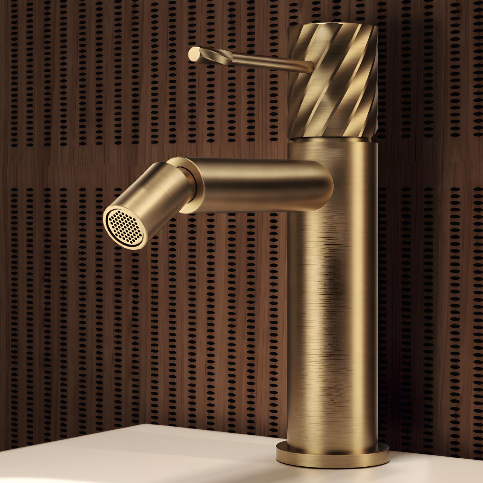 IMEX Bidet Złoty kran łazienkowy, jednouchwytowa bateria łazienkowa, szczotkowane złoto, bateria bidetowa z mieszaczem ciepłej i zimnej wody, bateria bidetowa, bateria Bidet, łatwa instalacja, seria