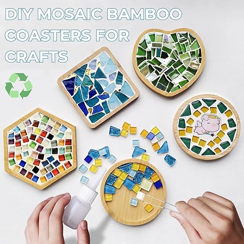 Miniatura 3 de Atarvana - 4 posavasos de bambú para manualidades, 4 formas, posavasos en blanco para manualidades recubiertos y duraderos posavasos lisos
