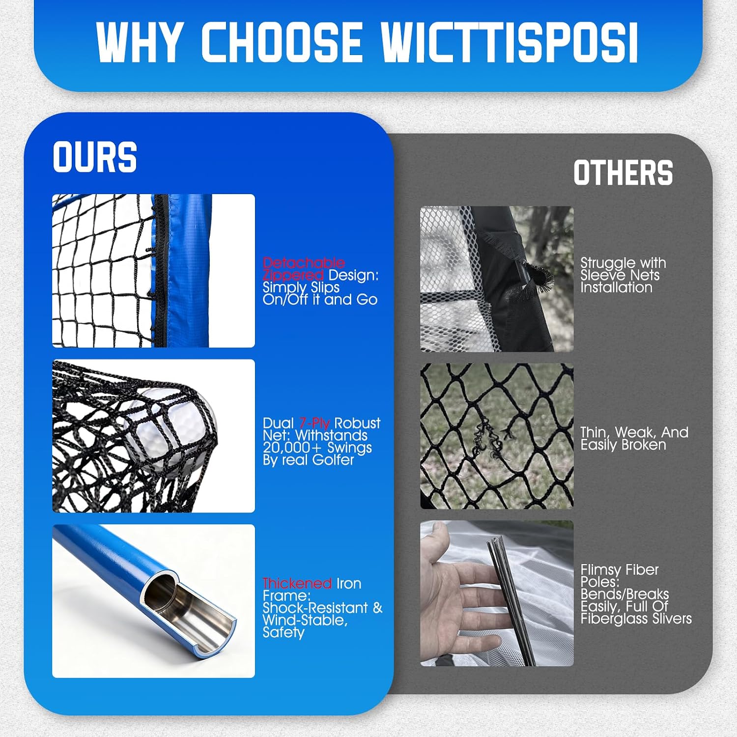 Golf Hitting Net with Extra Striking Net, 12/10/7x7ft Heavy Duty Golf Practice Nets for Golfers Backyard Driving Swing, Golf Impact Cage Metal Frame with Storage Bag& Elevated Base, Indoor Outdoor Use