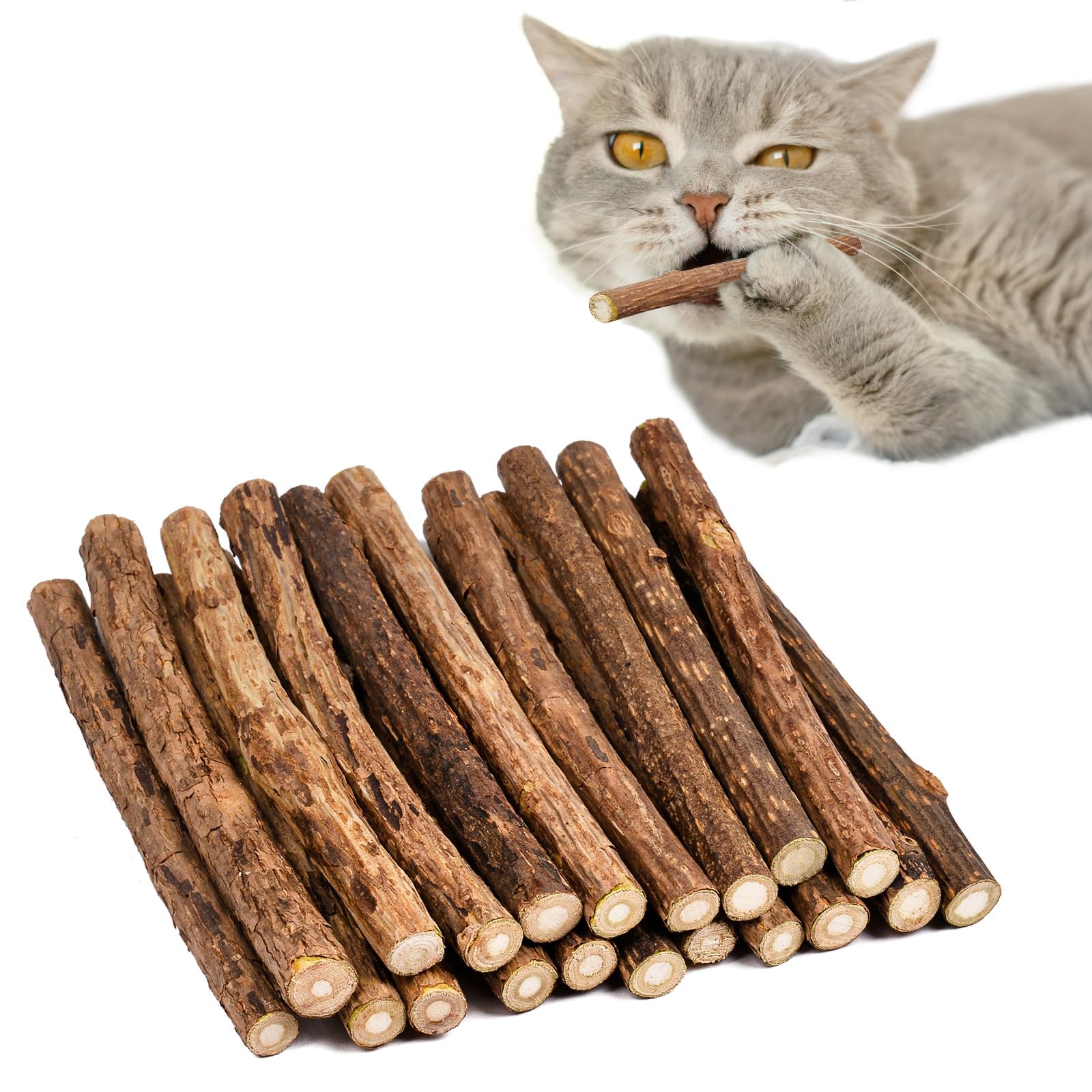20 Pezzi Bastoncino di Erba per Gatti Naturali, Gatto Giocattoli Matatabi Erba