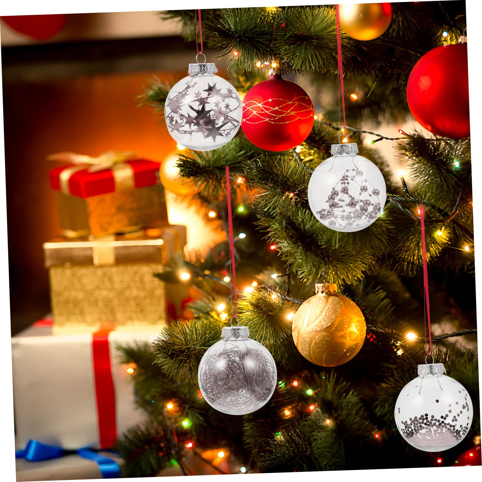 Hängende Weihnachtskugel aus Pet-Material Christbaumschmuck zum Aufhängen Weihnachtsartikel für Festliche Dekoration Zufälliger Stil