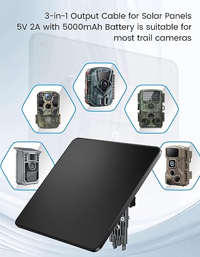 Miniatura 5 de KLK - Panel solar de 6 W para cámara de anillo, cargador de panel solar de cámara de rastro con batería de 5000 mAh para cámara de juegos y cámara