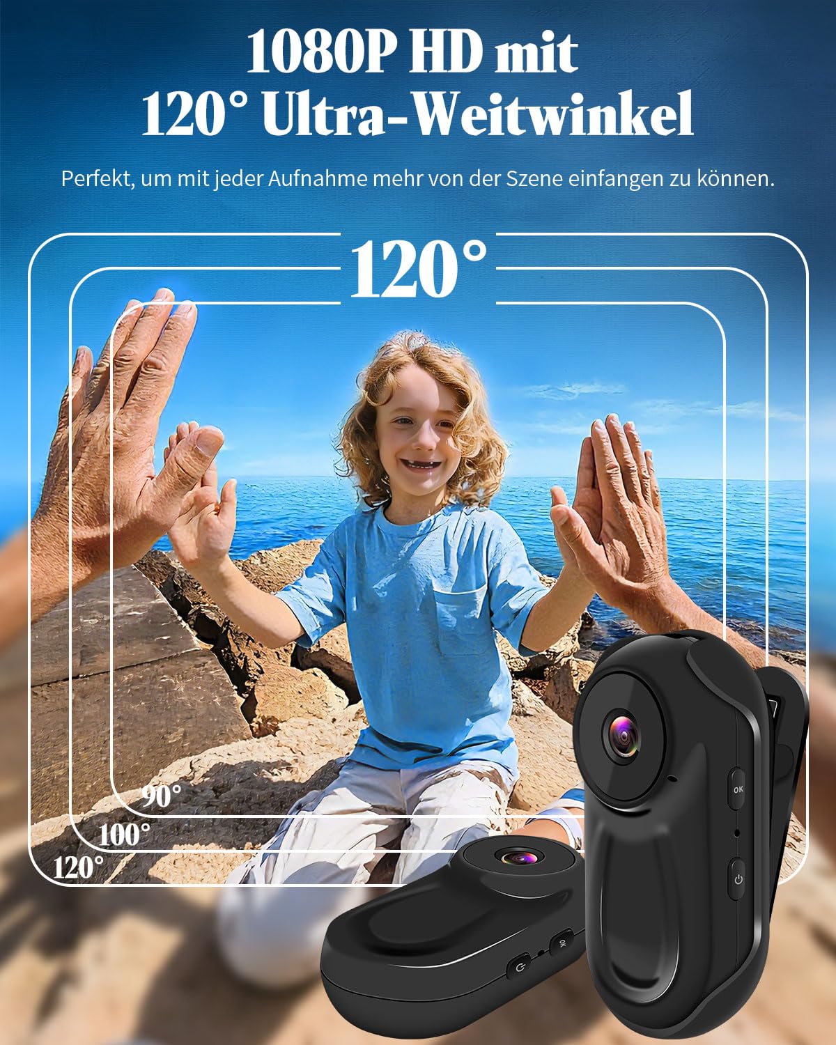 Mini Action Cam 1080P Con Magnetino, Display 0.85'' E Notturna IR - Perfetta Per Moto, Casco E Vlog