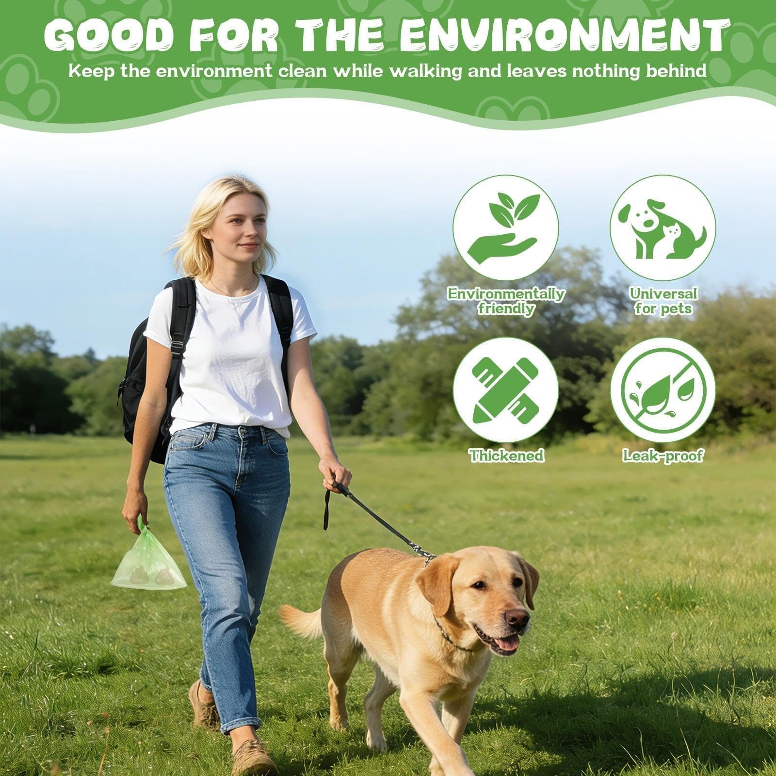 570 Pcs Bolsas Caca Perro, 6 Colores, Biodegradables, Bolsas Perro Prueba de Fugas, Dog Poop Bag para Uso Fuera de Casa, Fácil Apertura, para Perros y Mascotas, 22 x 32 cm (38 Rollos, 15 por Rollo) — view 5