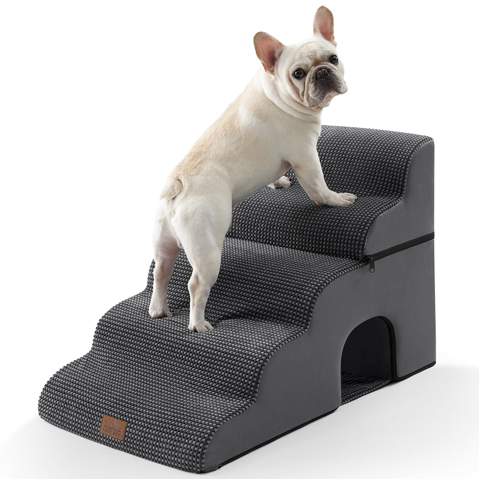 COZY KISS Dog Stairs,with condo,22.4" H 5 Steps for Bed,Dark Grey
