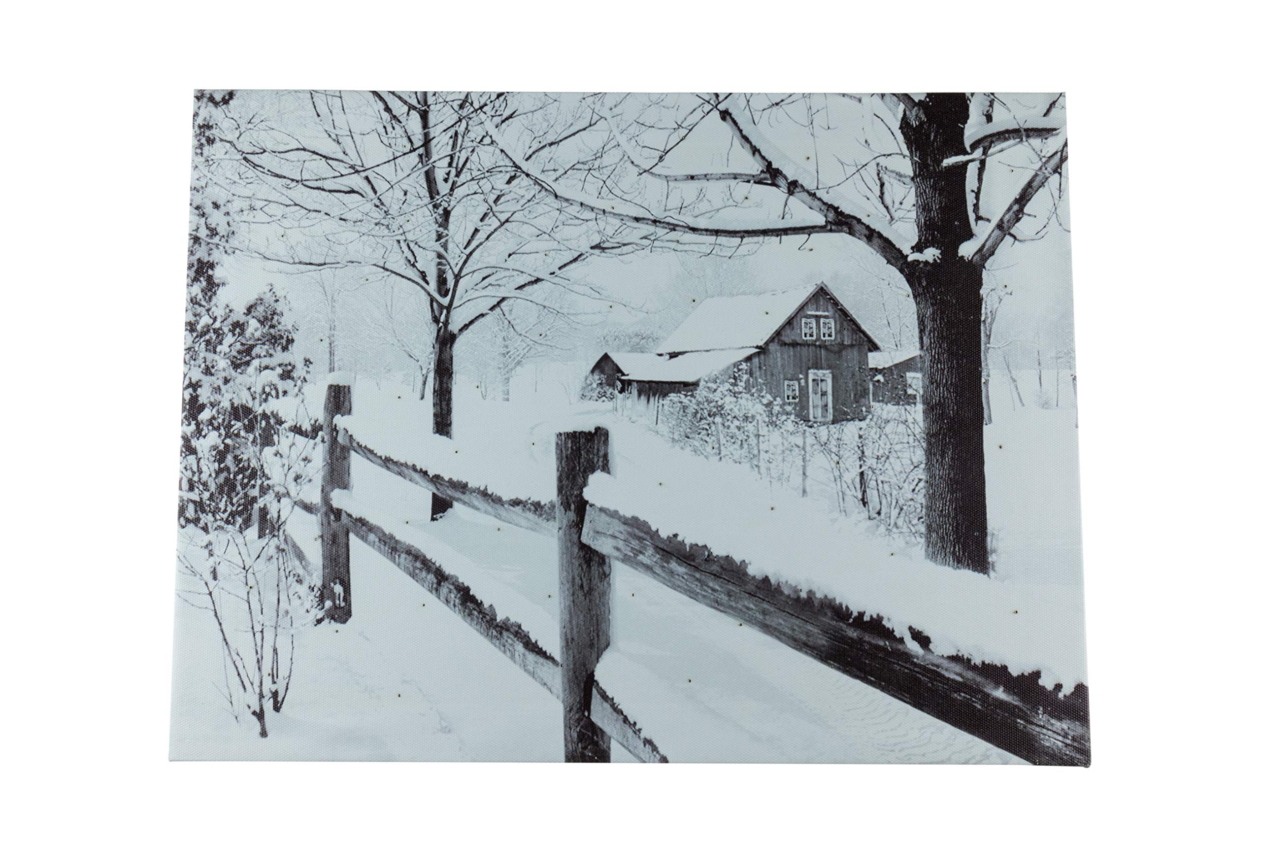 Clever Creations Snowy Farm House Light Up Poster | Sparkling Canvas Wall Art with Bright LED Lighting | 15.75" x 11.75" Perfect Size for Home, Living Room, Office or Classroom | Battery Powered