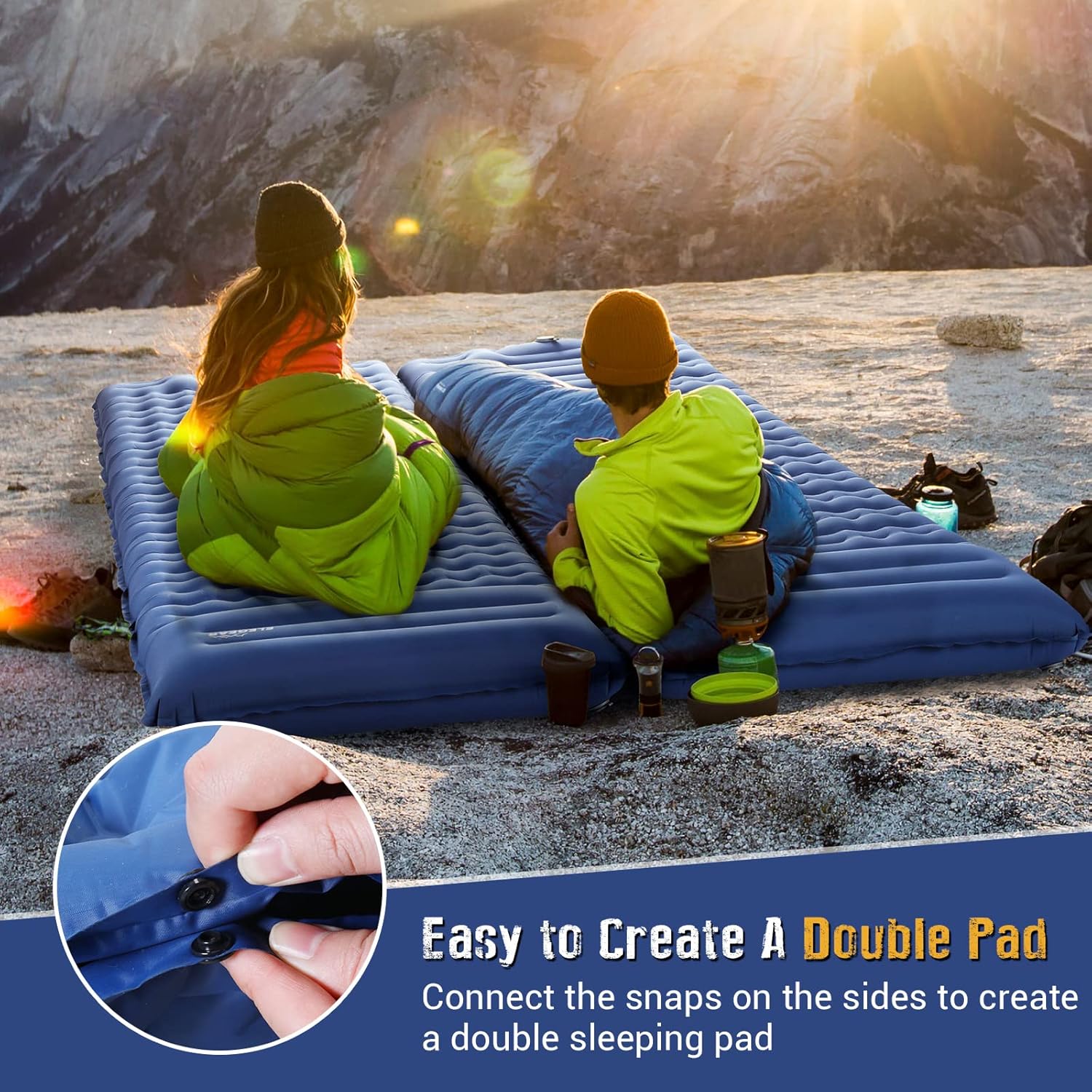 Elegear CumbreX Single Sleeping Pad for Camping, 4.7" Ultra-Thick Inflatable Camping Sleeping Pad with Built-in Foot Pump & Quick Inflation, Portable Camping Sleeping Mat for Backpacking Hiking Tent