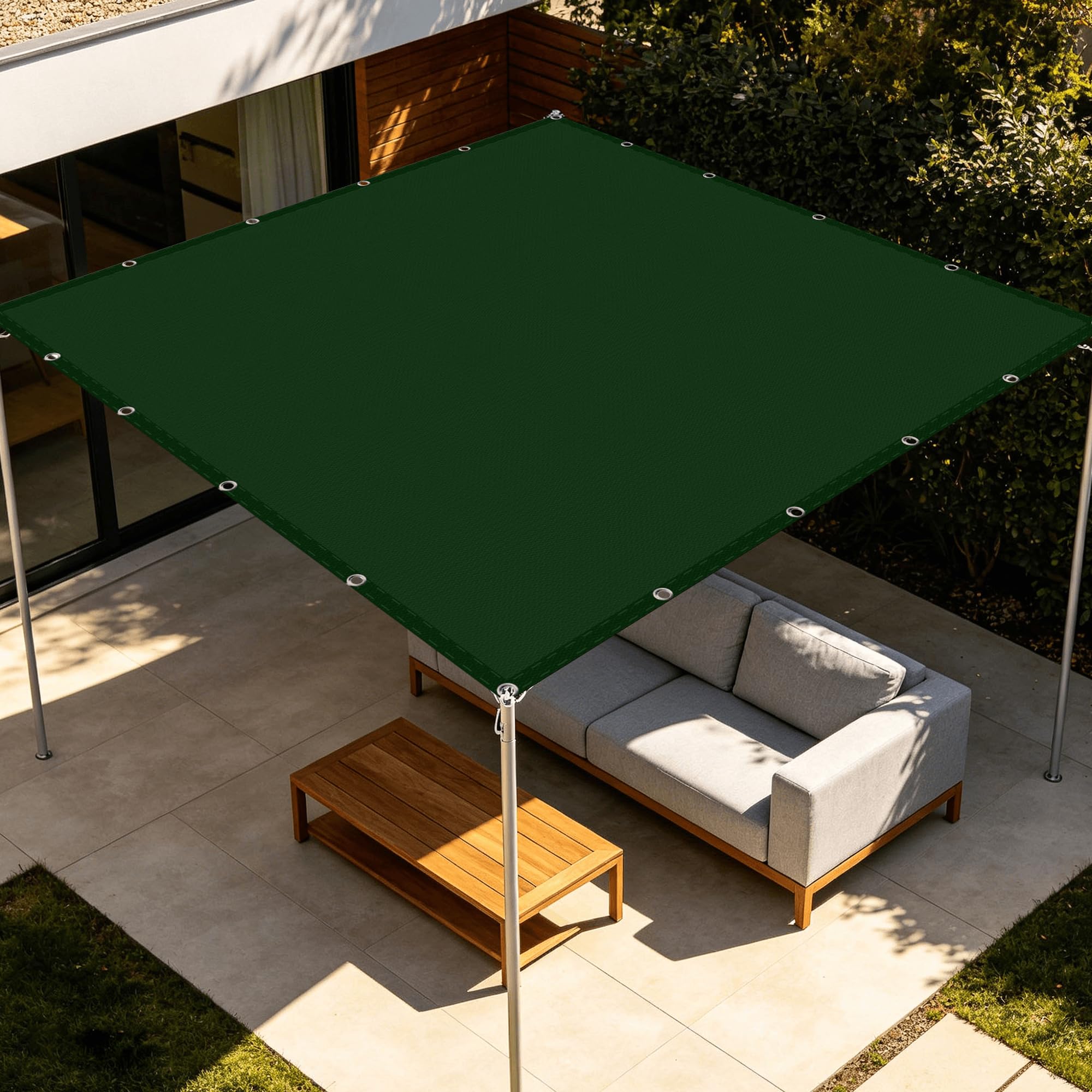 Toile ombrage imperméable rectangulaire 1.5 x 2.5 m bâche extérieure vert foncé