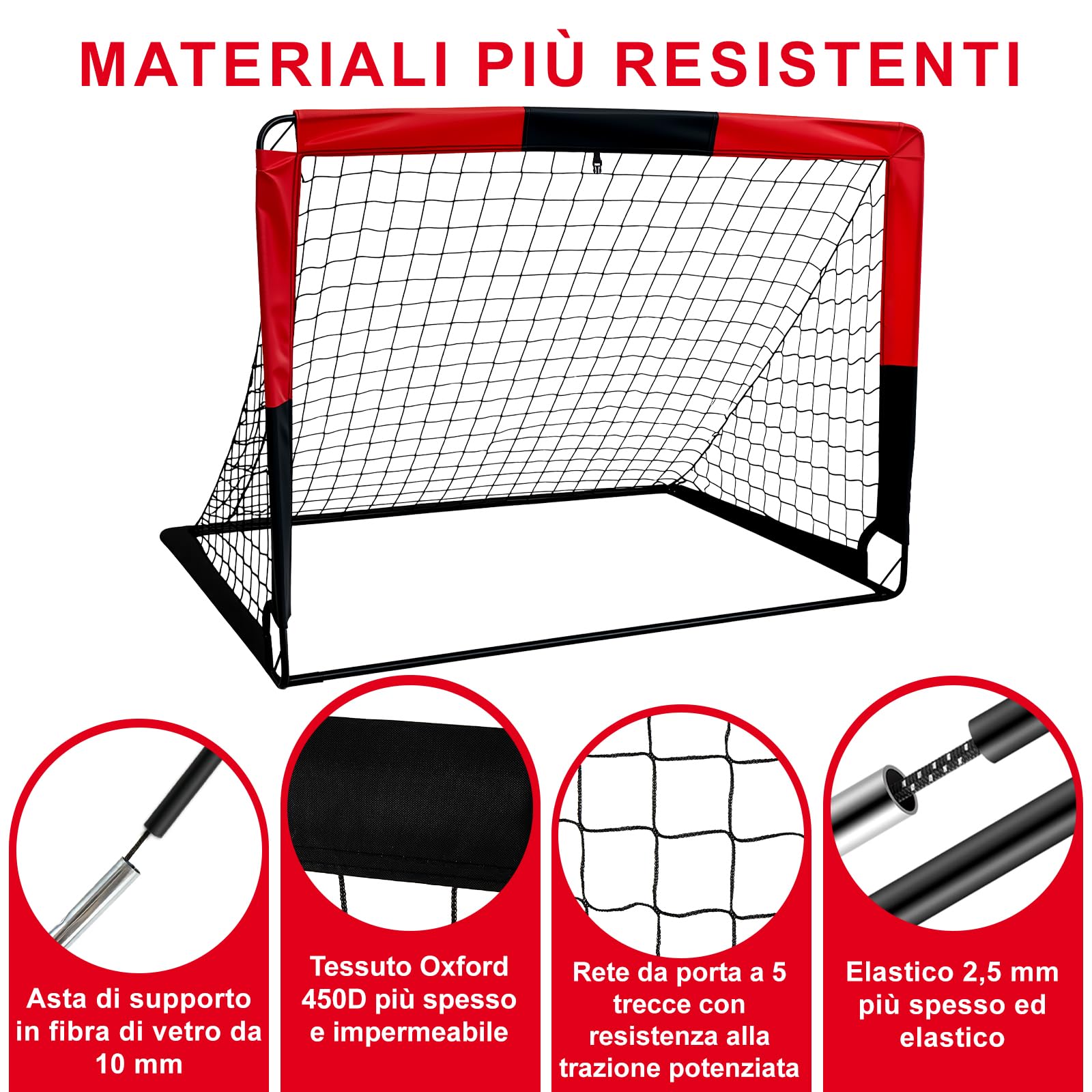 Porta Da Calcio Per Bambini 3,66 X 1,83 M – Rete In Stile Torneo Con Telaio In Acciaio, 36 Cinghie E Picchetti, Portatile Con Borsa - 2
