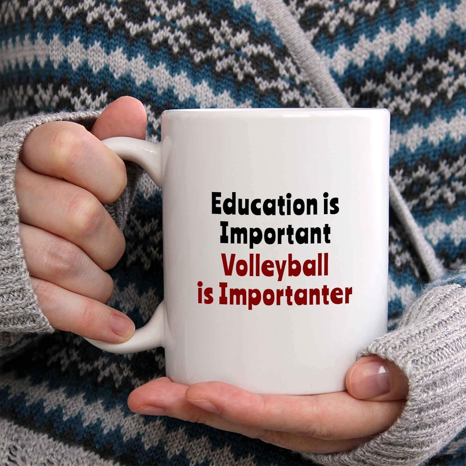 Volleyball is Importanter Coffee Mug - Funny Player Team Sports Gift, Ceramic Cup, Christmas/Birthday Present