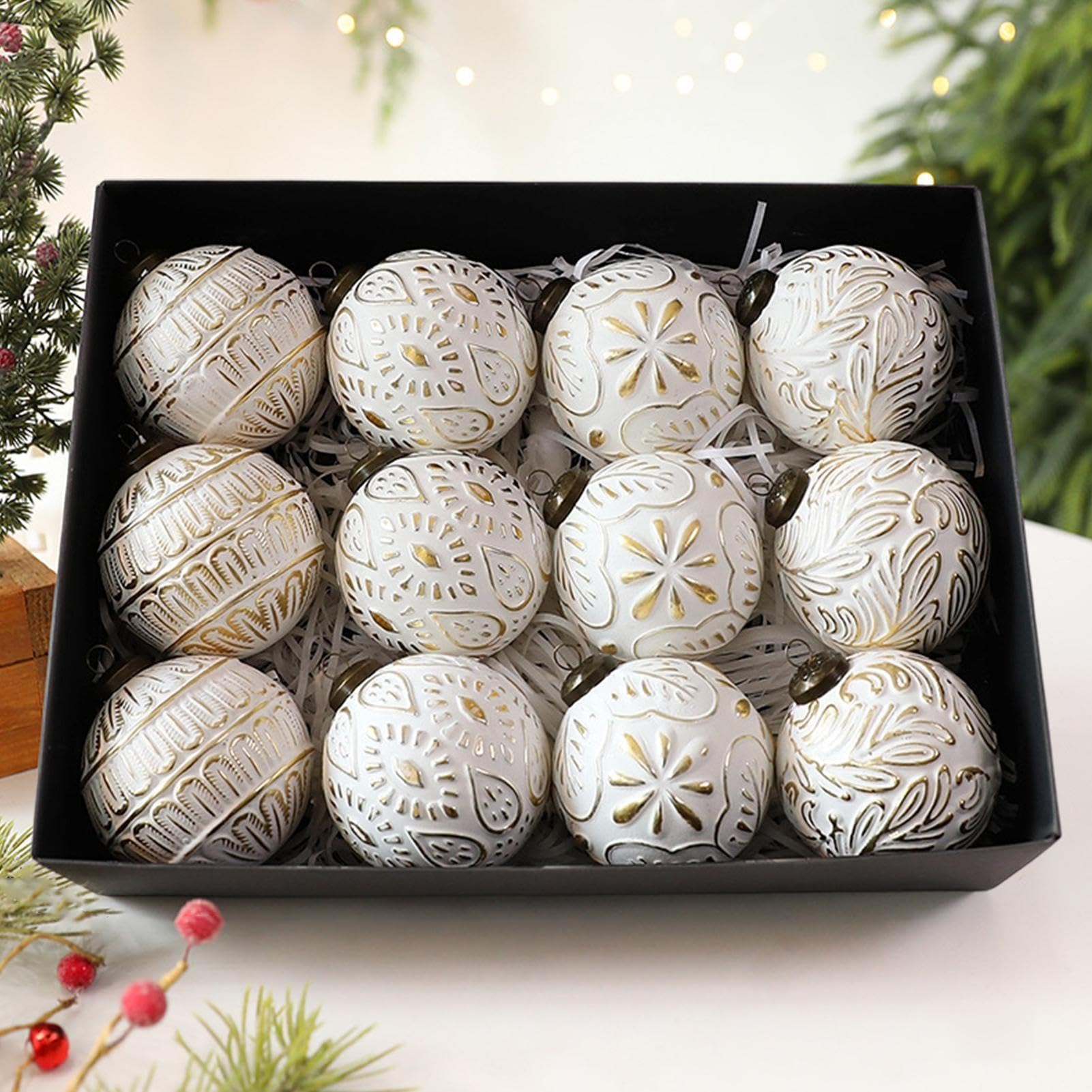 Bolas de Navidad Juego de 12 Colgantes Vintage de Invierno