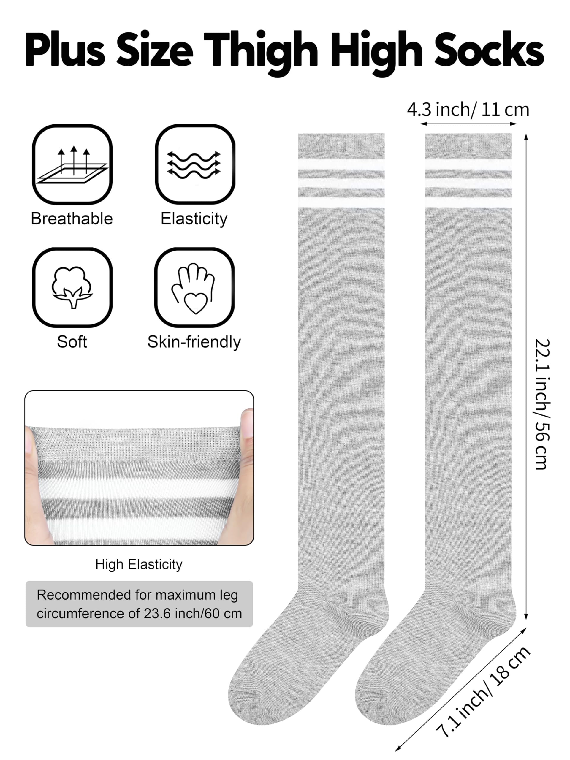 Apoway 6 Pairs Plus Size Thigh High Socks Warm Thigh High Stockings Over the Knee Socks for Women, L-XXL