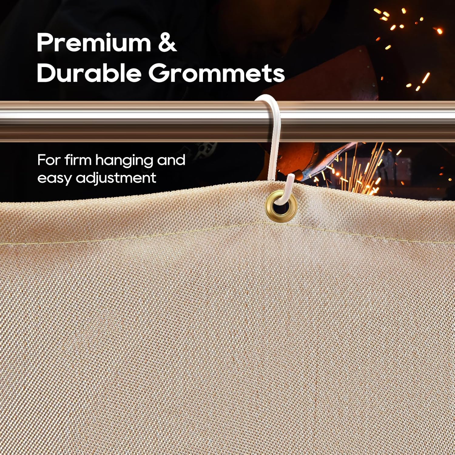 TOPDC 2 Pack Welding Blanket 4x6 ft Heavy Duty Fiberglass Heat Resistant Welding Blanket, 1022°F Heat Resistant Fabric Thickened Weld Cover with Grommets, Thermal Insulation Blanket for Smoker Grill