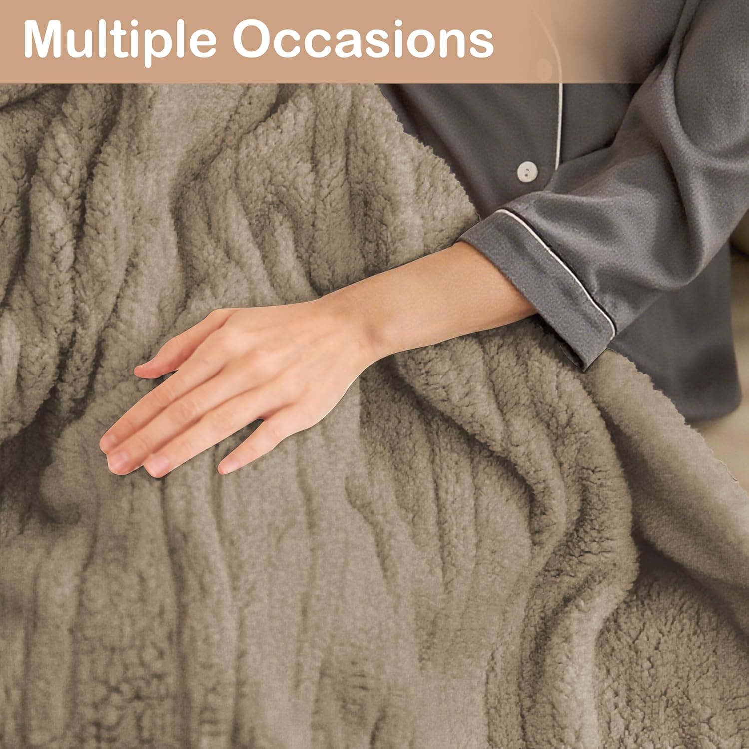 Electric Heated Blanket Full Size 72"×84" with 9 Heating Levels & 1-10Hs Auto Off,Double Sided Plush Sherpa, Energy Efficient, Machine Washable, for Couch & Bed, Light Brown - Image 9
