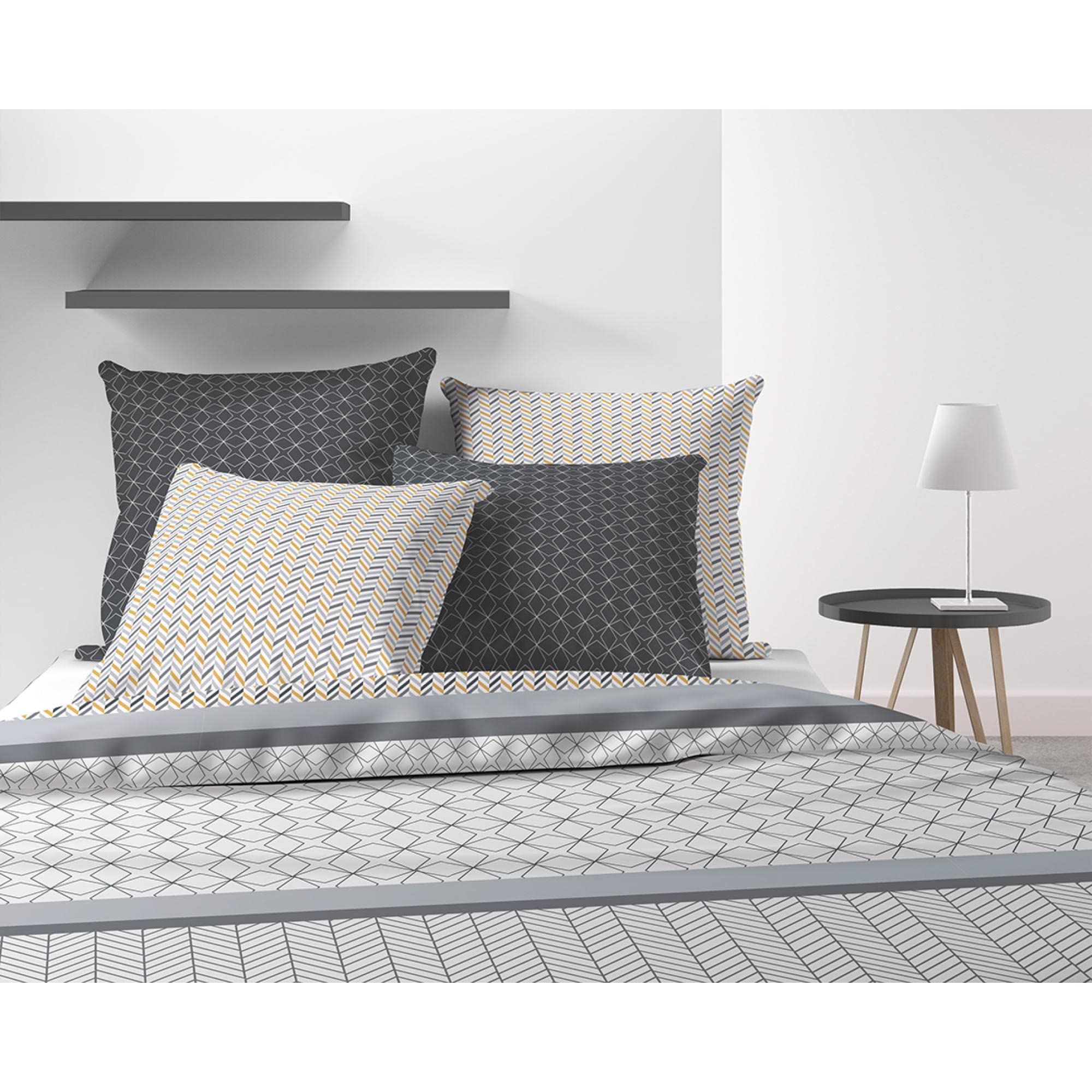 Les Ateliers du Linge Parure de lit 2 Personnes Gosipi avec Housse de Couette et taies d'oreiller Imprime 260 x 240 cm