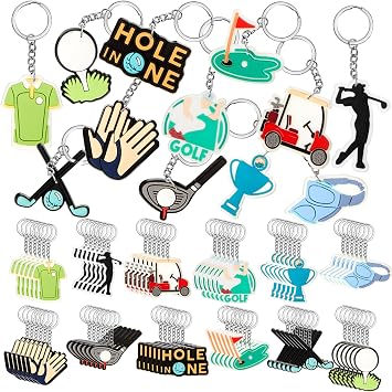 Batiyeer 36 Pack Golf Ball Keychains Bulk Party Favors Carnival Prizes Sports Gifts Ball Key Chains Funny Keyring for Women Men Birthday Supplies
