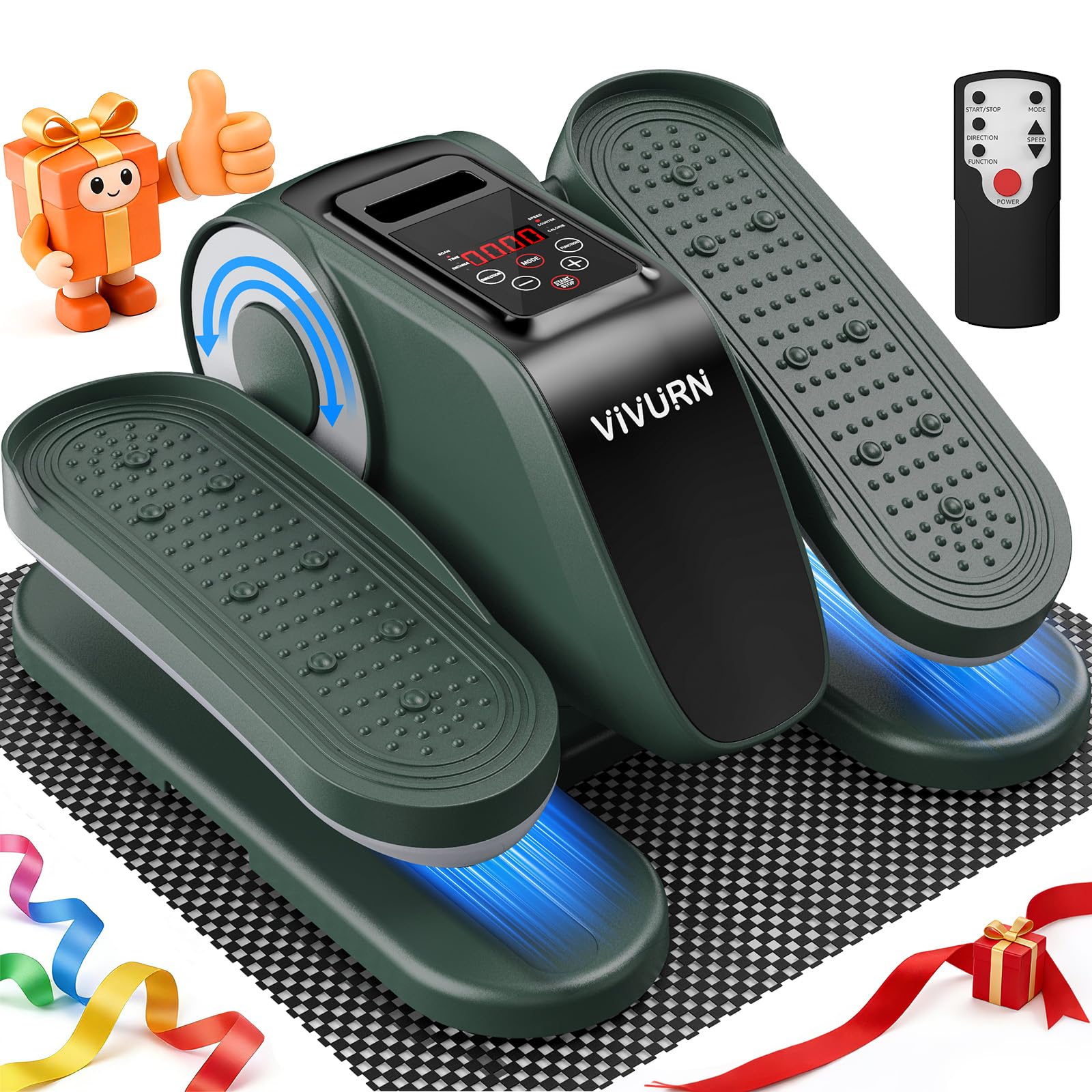 VIVURN-Upgraded Under Desk Elliptical 12 Speeds Forward & Reverse Manual & Auto Mode, Electric Leg Exerciser As Seen on TV for Seniors with Non-Slip Mat Quiet Smooth for Home Office, Gift for Mom Dad