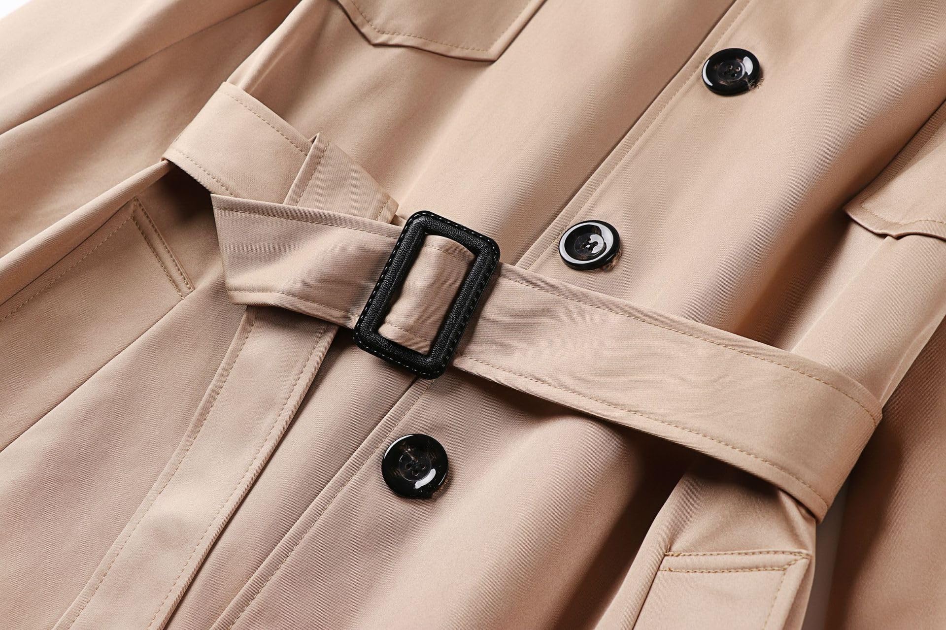 Generico Trench Uomo, Cappotto Monopetto Avvolgente Con Cintura Bavero Giacca Antivento Classico Ufficio Casual Business Mod Cappotto Vestibilità Ampia Soprabito Giacca Cappotto Oversize