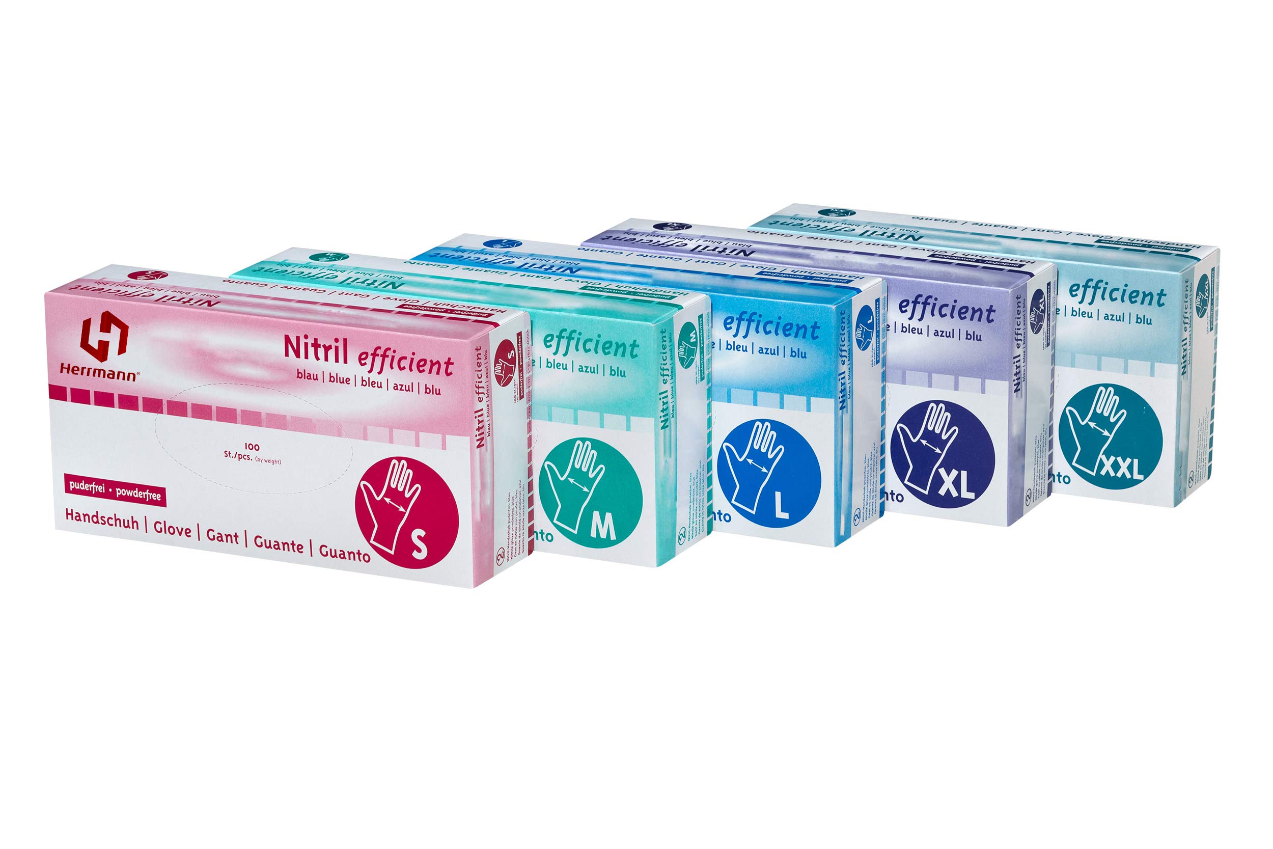 Guanti in nitrile blu senza polvere, monouso, 100 pezzi taglia S – XL, senza lattice., Gr. M, Blau, 1
