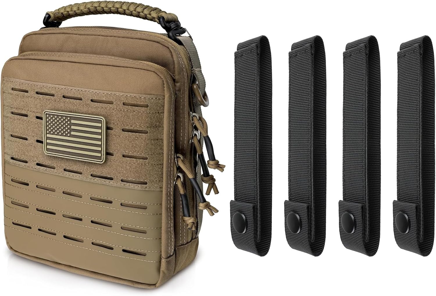 WYNEX Tactical Molle Admin Pouch Utility EDC Pouch Organizer Modular Tool Pouch, Molle Strap 6 inch, Tactical Molle Webbing Straps