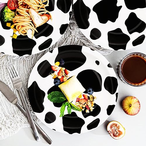 Miniatura 3 de 40 unidades de suministros de fiesta con estampado de vaca, platos de papel de vaca de 7 pulgadas, platos de fiesta para animales de granja,