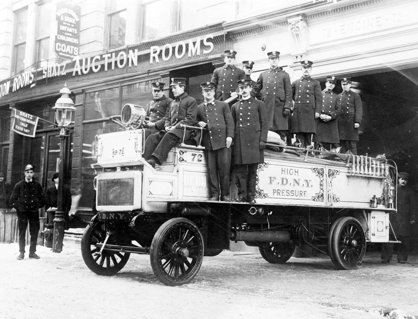 1918 Old Photograph of Firefighters Fire Engine New York