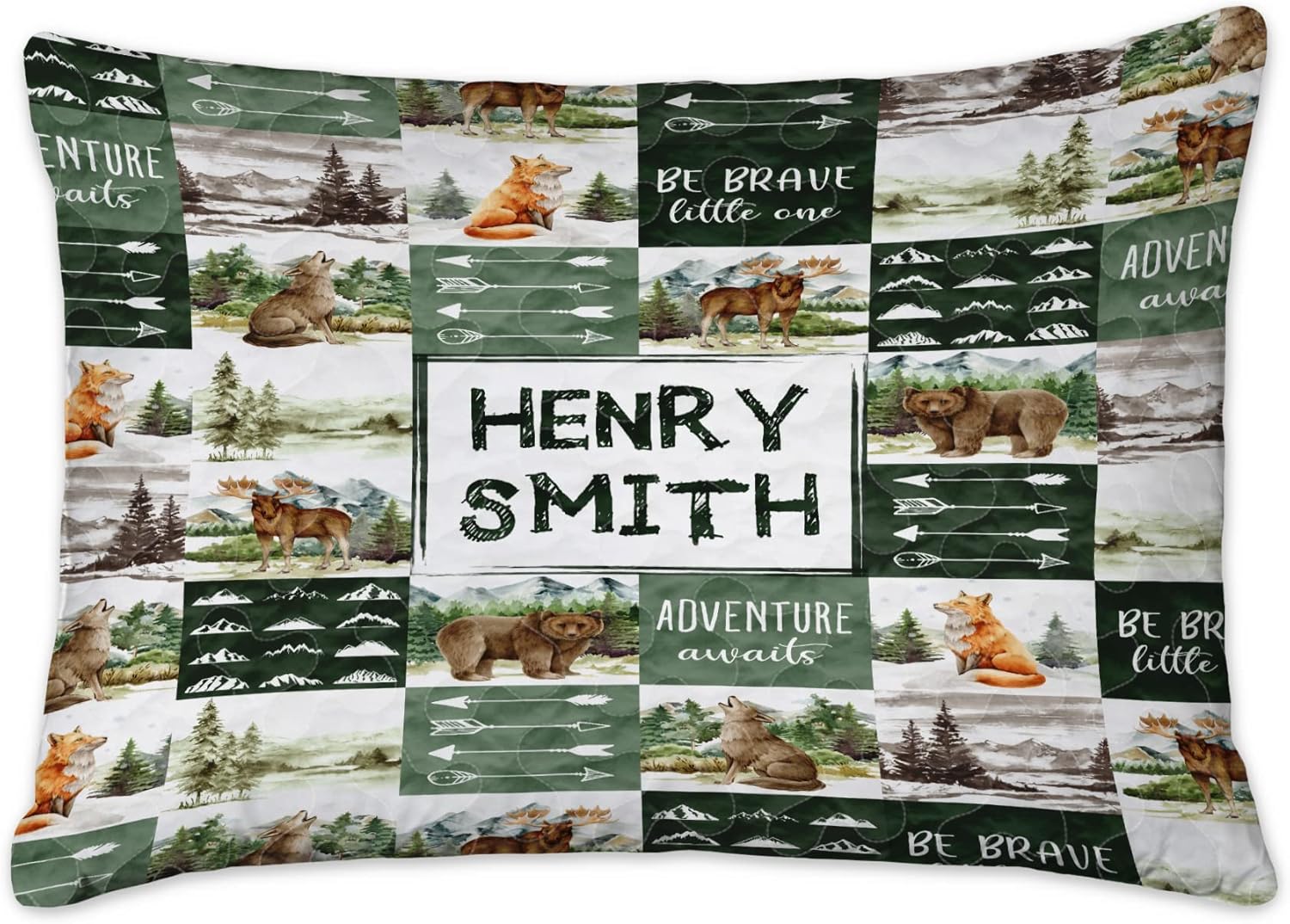 ENCYCOM Fox Bear Woodland Quilt, Woodland Comforter Woodland King Woodland Nursery Bedding Birthday Father Mother Gifts Bedding Cover Wall Hanging Decor Quilt Gifts