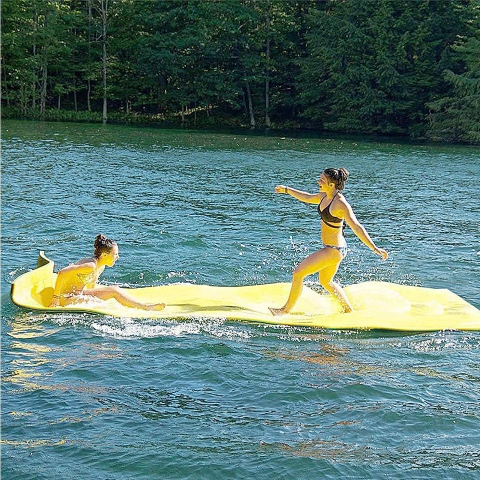 Pływająca mata wodna – odporna na rozdarcie pianka XPE, 3-warstwowa konstrukcja z elastycznym wiązaniem bungee do jeziora, plaży, oceanu, basenu, idealna do rodzinnej zabawy i relaksu