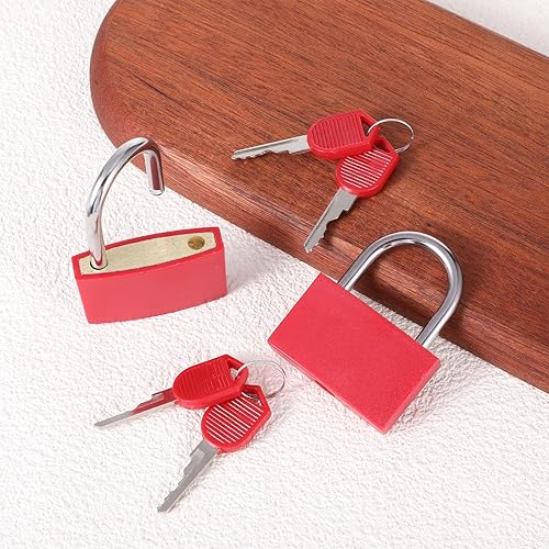 Miniatura 5 de Cerradura de llave grande para casillero de 1.654 pulgadas, cerradura roja para casillero de gimnasio con cerraduras resistentes, candados