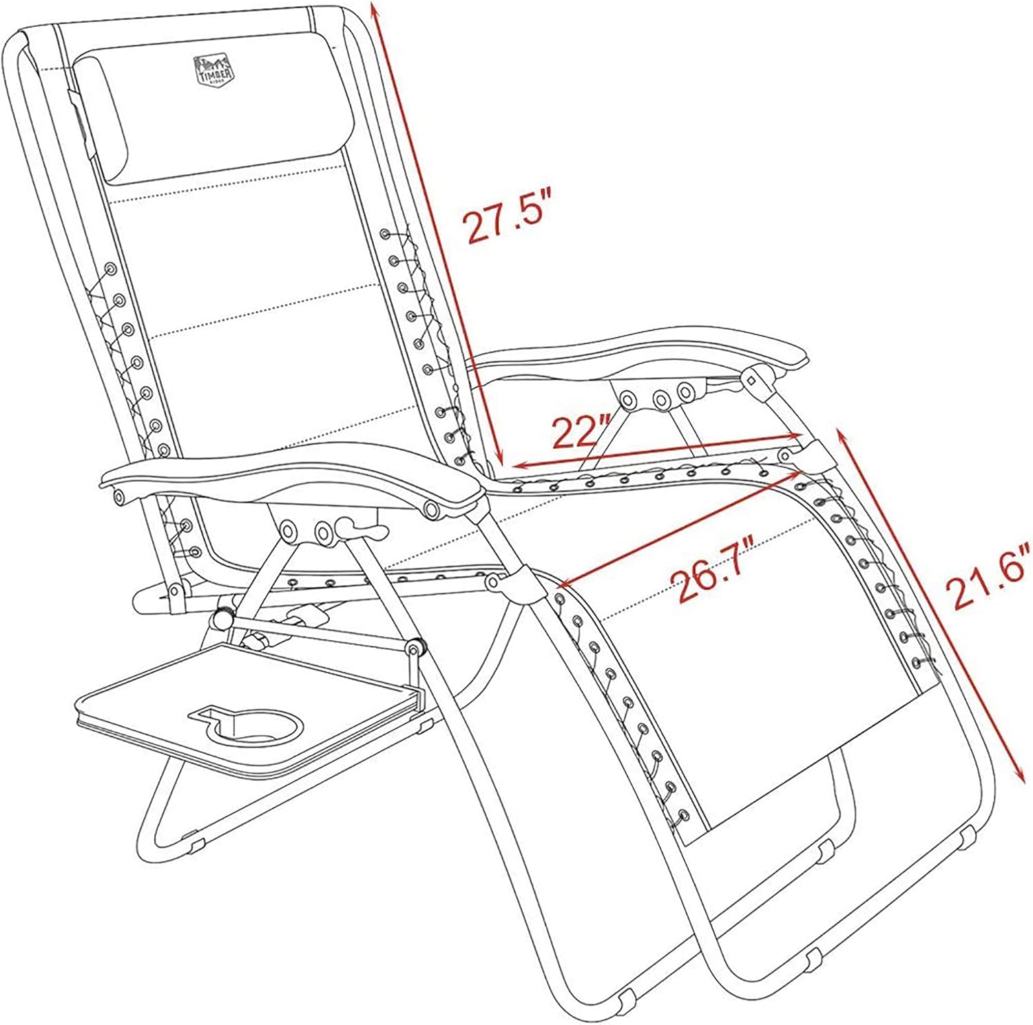 Timber Ridge Zero Gravity Chair Oversized Recliner 500lbs Capacity Patio Lounge Chair Padded Lawn Chair with Headrest XXL for Outdoor, Camping, Patio, Lawn : Patio, Lawn & Garden