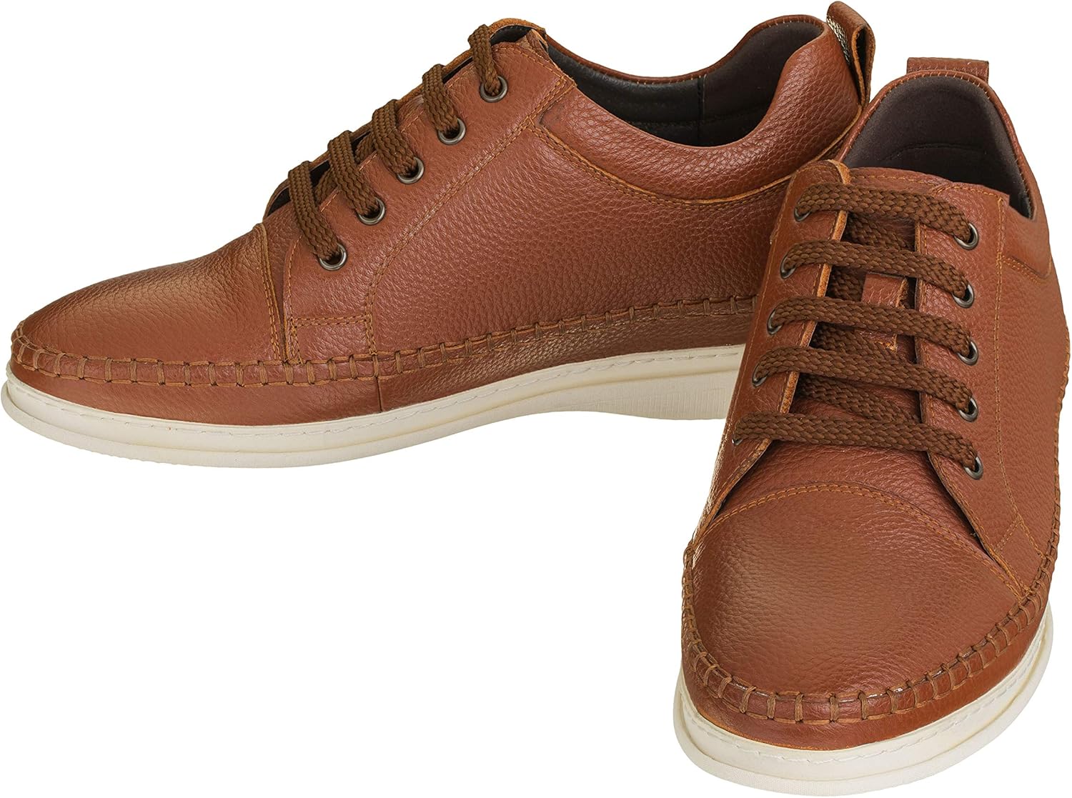 CALTO Men's Invisible Height Increasing Elevator Shoes - Dark Brown Leather Lace-up Casual Fashion Sneakers - 3 Inches Taller - S4313 - Size 7.5 D(M) US - Image 5